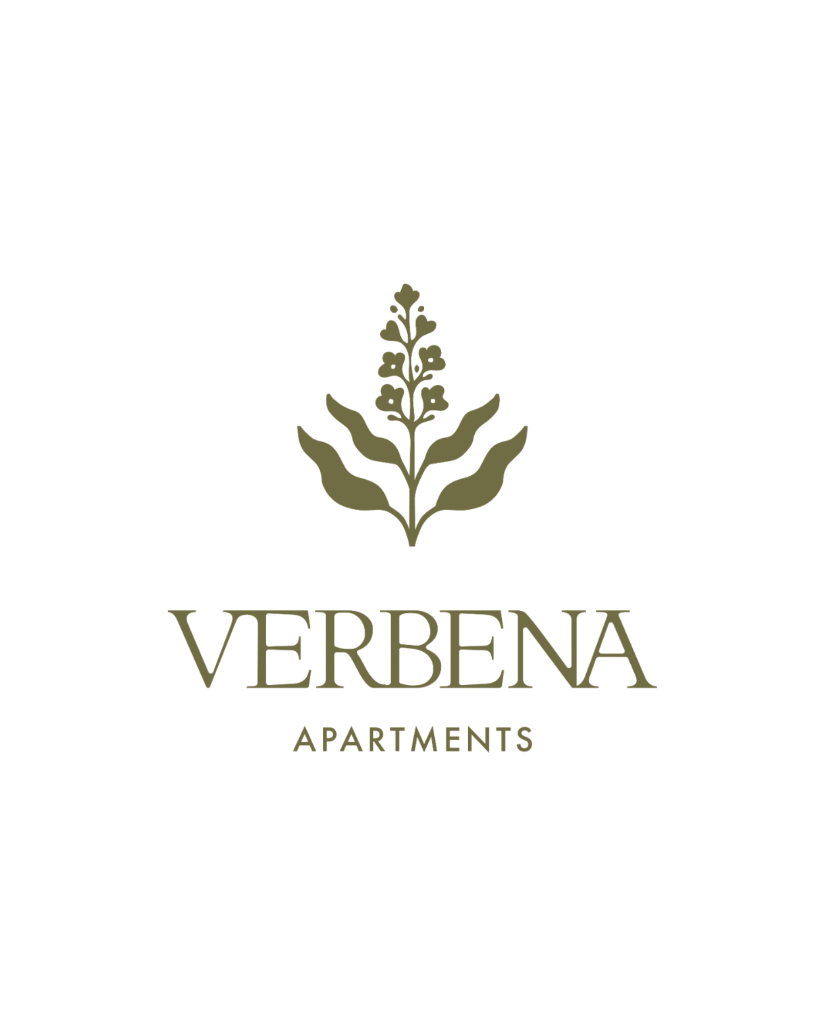 A logo with the text "VERBENA APARTMENTS" and a stylized plant above the text.